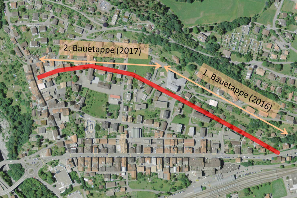 Bauetappen Sanierung Alte Strasse in Thusis, HMQ